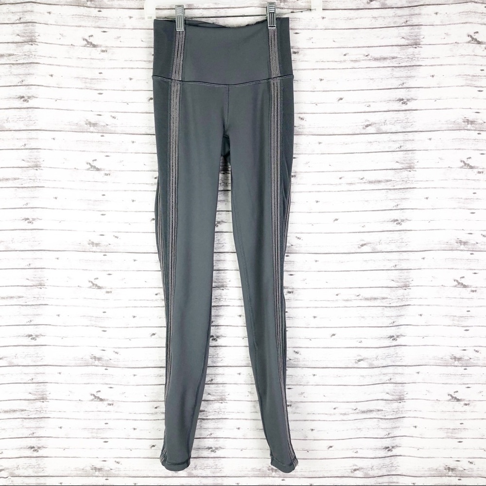 Lululemon Power Lines Titanium Gray Dark Chrome Stretch Workout Leggings Size 2